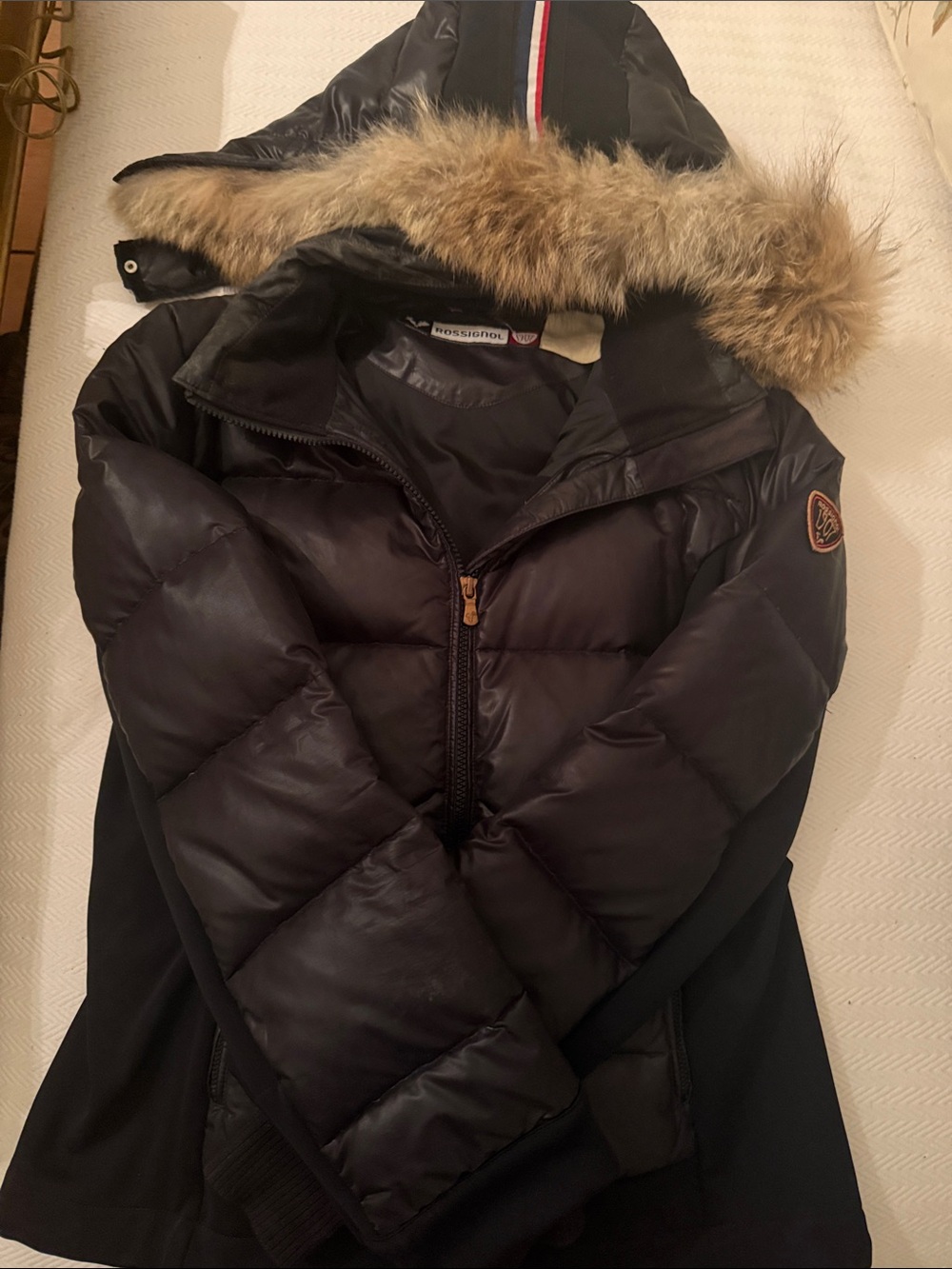 Rossignol Women's Black Quilted Down Puffer with Fur-Trim Hood